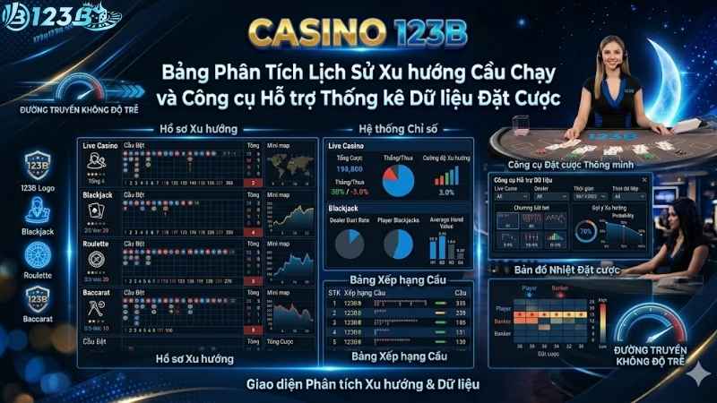 Casino 123B – Sảnh Live Casino Trực Tuyến Đường Truyền Không Độ Trễ Bảng phân tích lịch sử xu hướng cầu chạy và công cụ hỗ trợ thống kê dữ liệu đặt cược tại sảnh Casino 123B