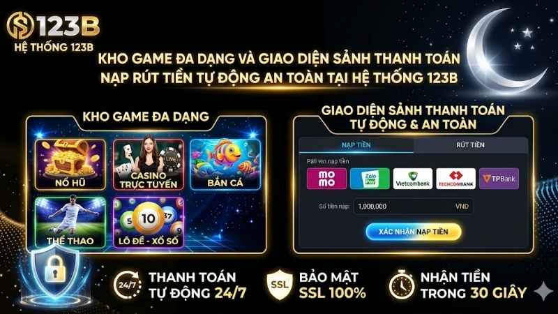 Kho game đa dạng và giao diện sảnh thanh toán nạp rút tiền tự động an toàn tại hệ thống 123B